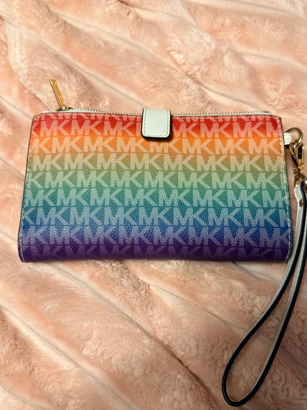 Michael Kors Rainbow Logo Wristlet Clutch - Red Orange Yellow Green Blue Purple